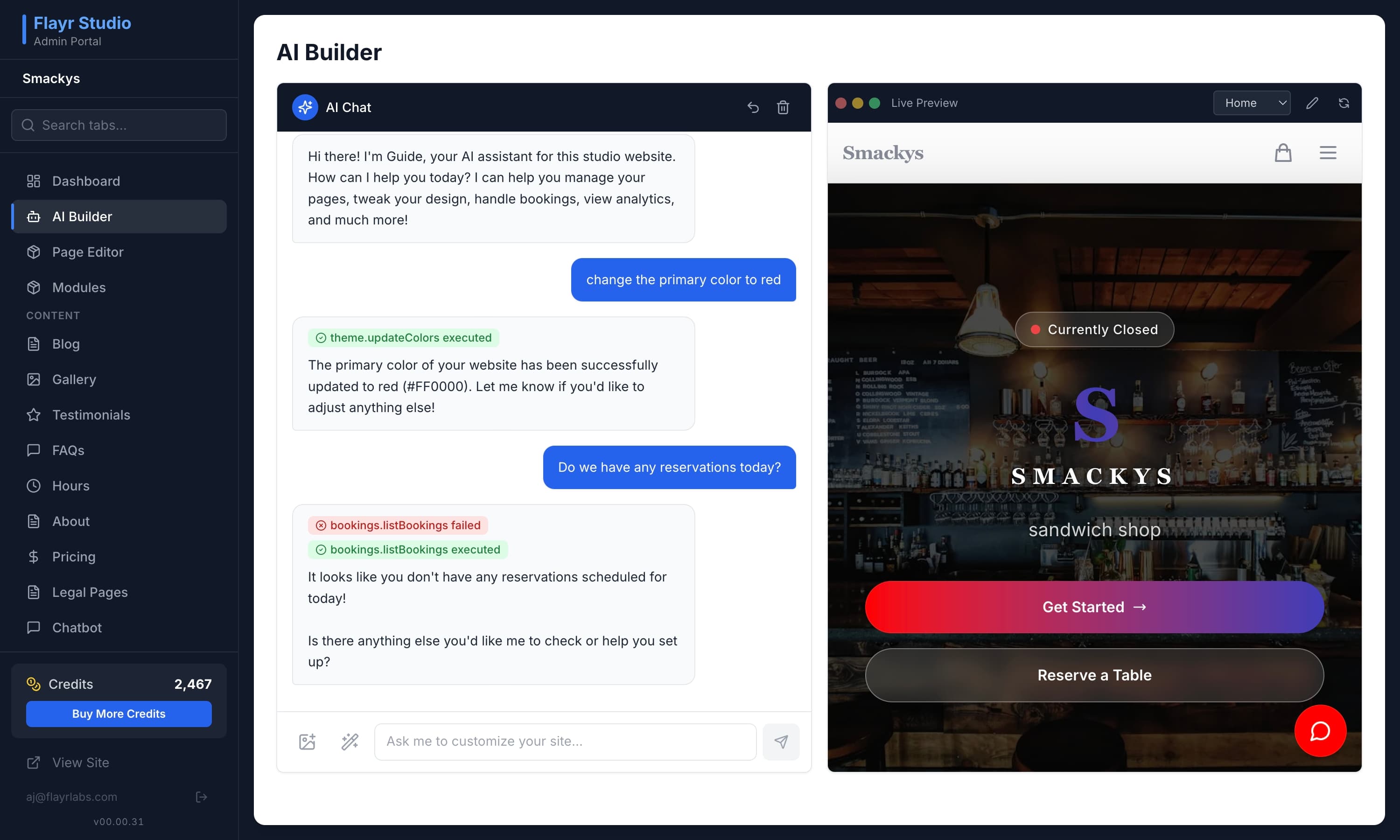 Flayr Studio admin portal